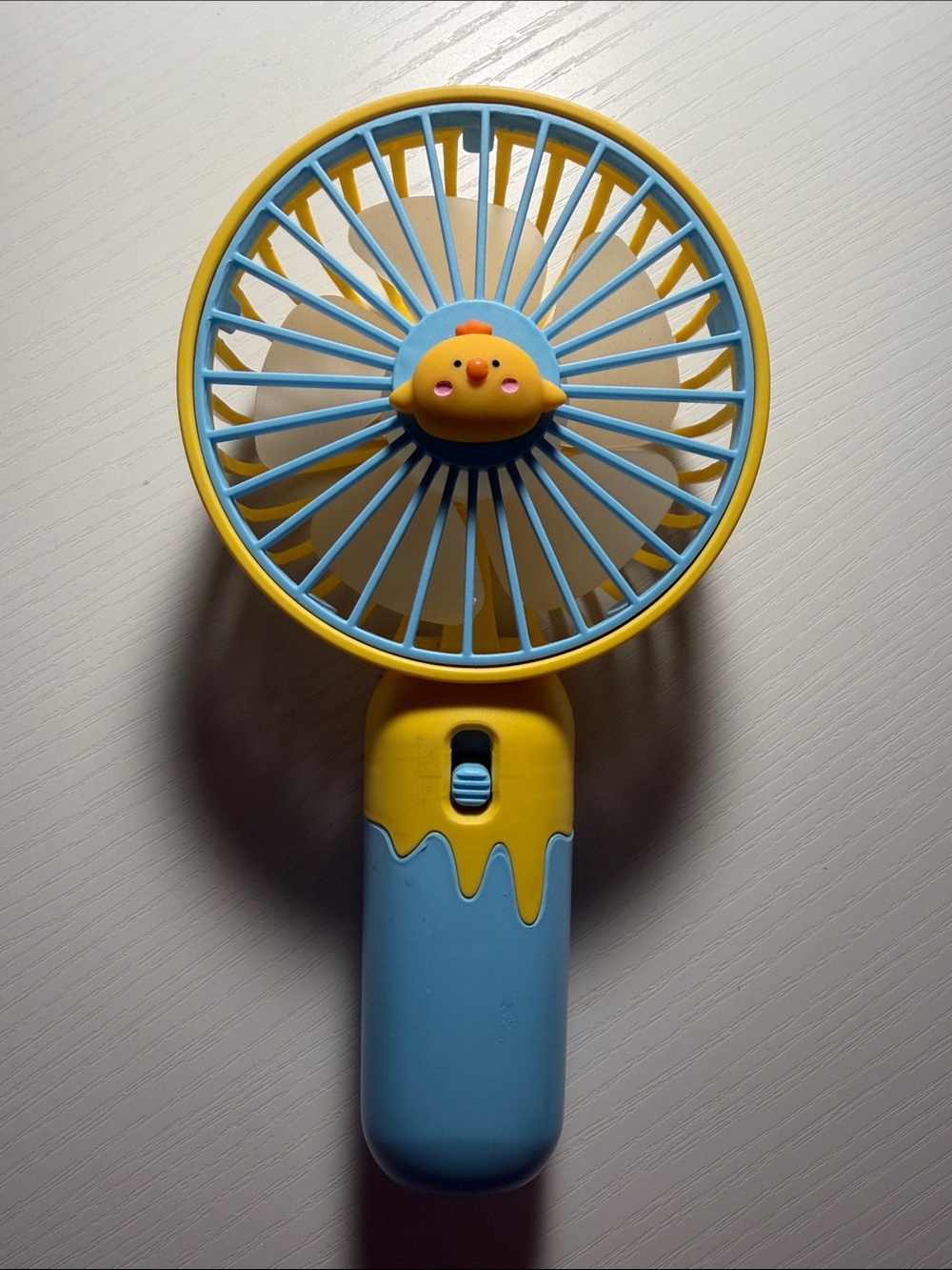 Cute Yellow & Light Blue Handheld Fan Chick piyopiyo w charging wire